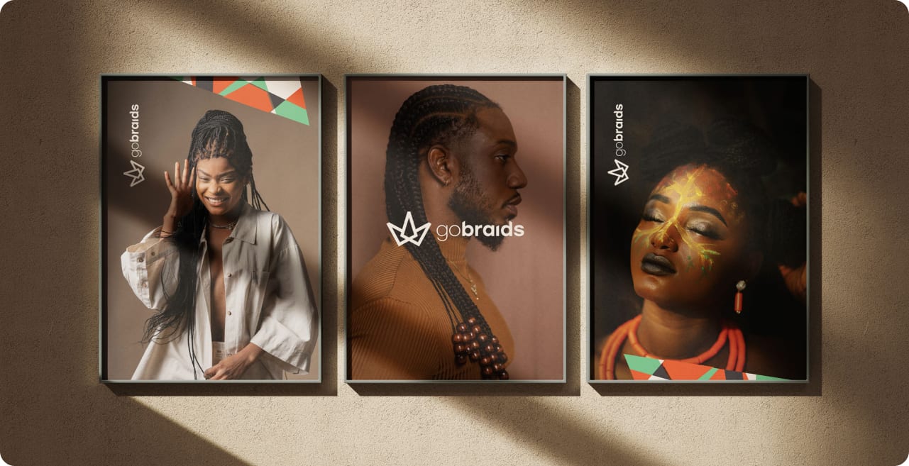 Aplicativo da GoBraids em uso, com agenda e perfil da trancista